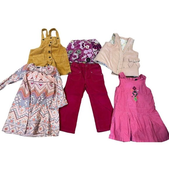 Girls Corduroy Bundle Skort Dress Overalls Pants Size 3T - Picture 1 of 12